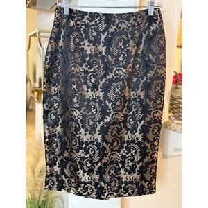 Worthington Women's Gold and Black Brocade Skirt Size 6 NEW